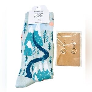 Maurices Mountain Adventure Socks & Gold-Toned Mountain Mustard Seed Earrings